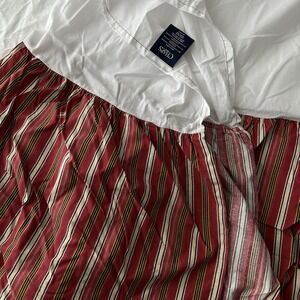Ralph Lauren Chaps KING Juliette Bedskirt Red Black Yellow Stripe RETIRED NEW?‎